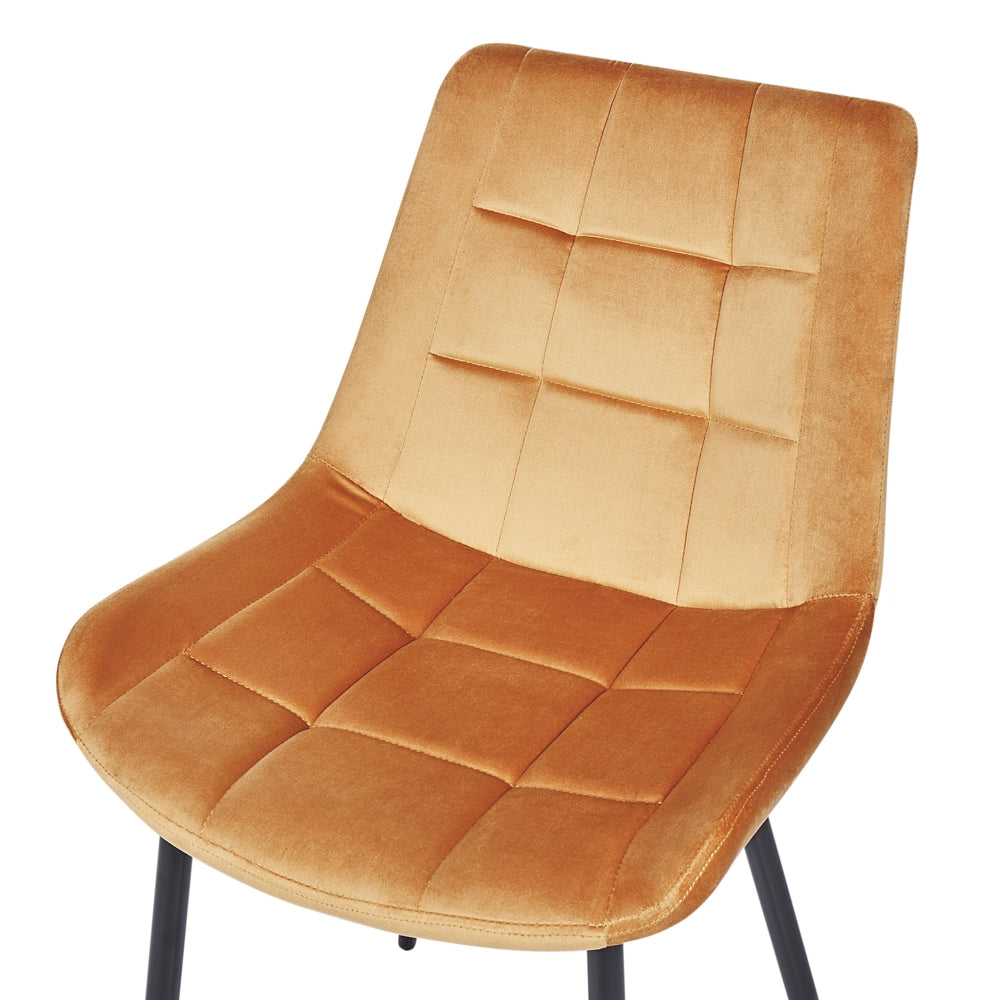 Set di 2 sedie da pranzo in velluto arancione gambe in acciaio Nero sedie moderne imbottite