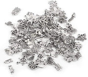 Set per creare gioielli con charms in stile tibetano antico in argento - 100 pezzi