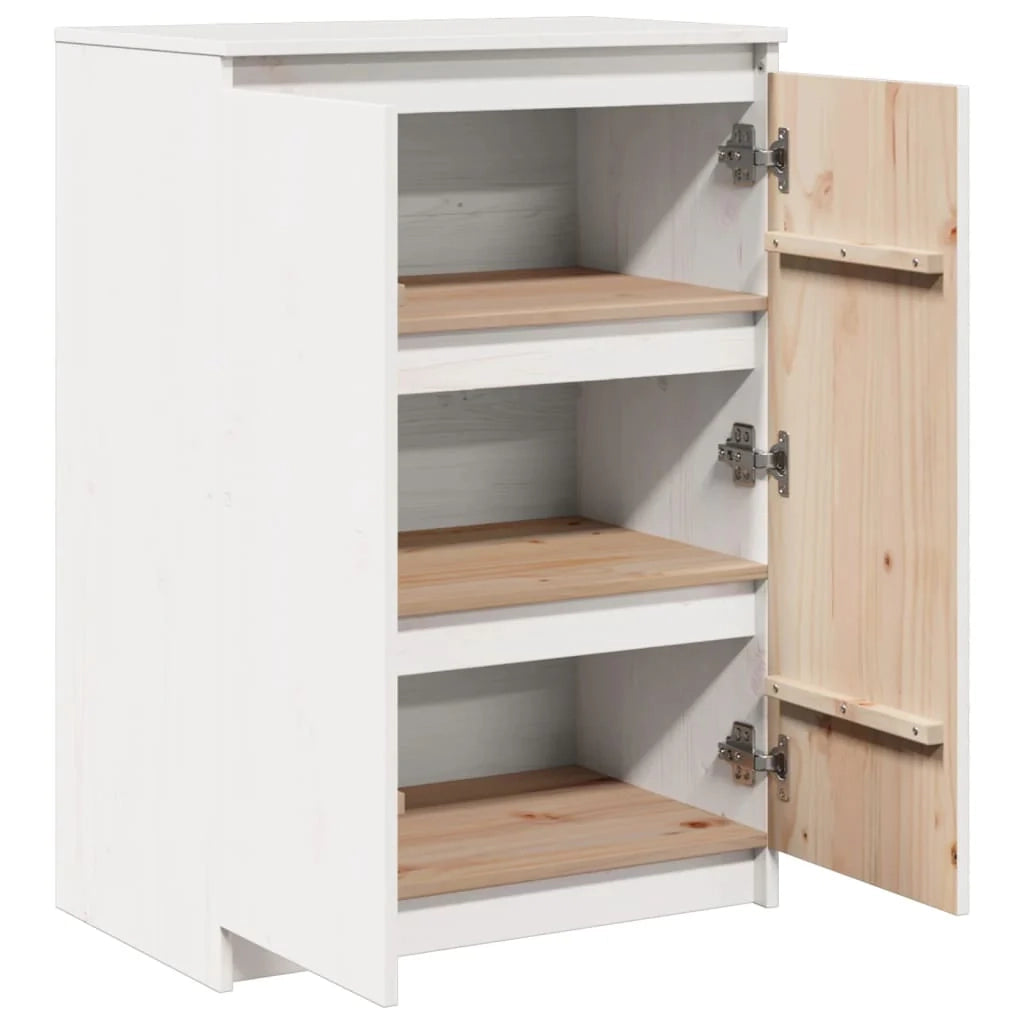 Buffet credenza cassettiera armadio mobile contenitore organizer per cucina soggiorno salotto 60 x 36 x 84 cm legno massello di pino bianco 02_0030375