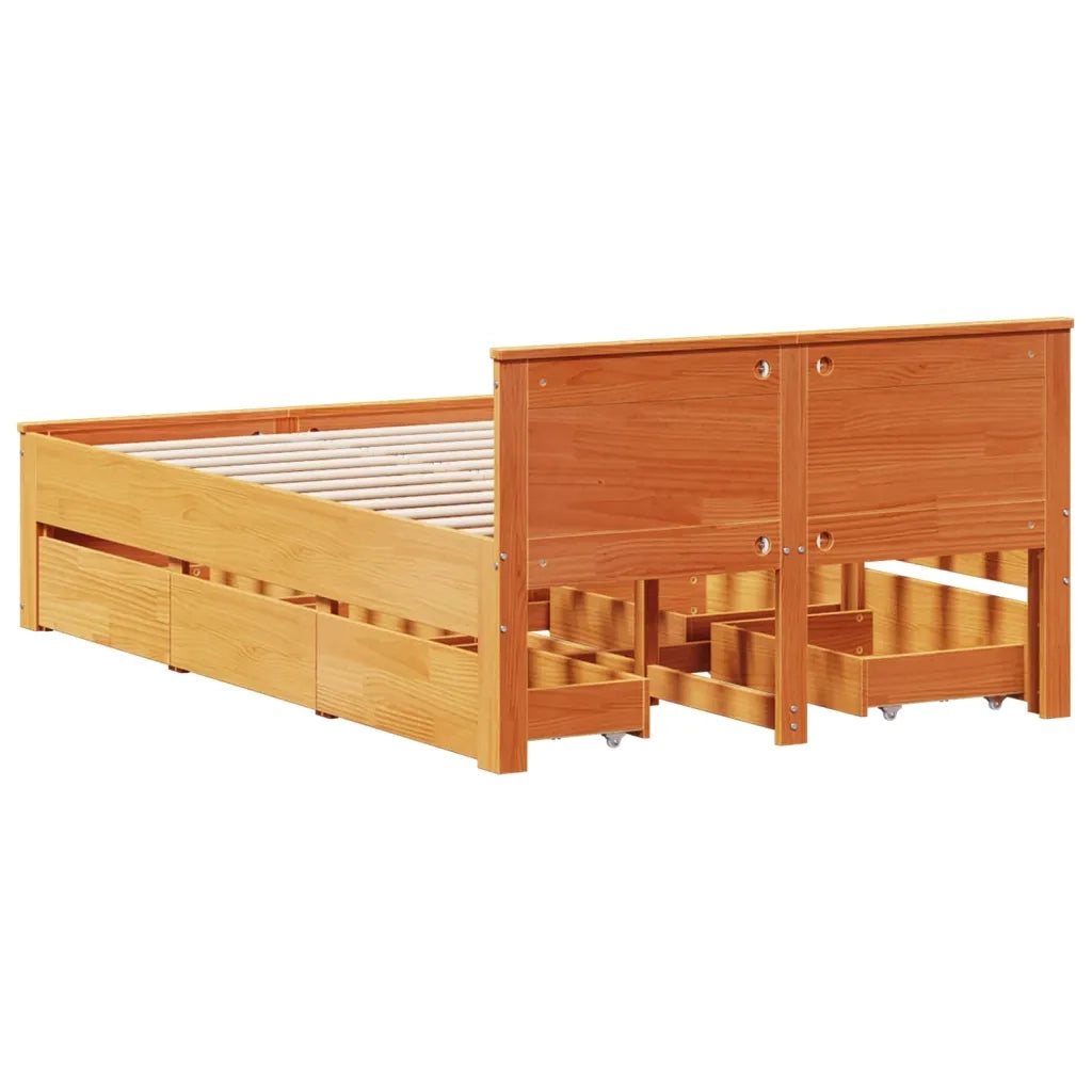 Giroletto senza Materasso con Testata Marrone Cera 120x200 Pino 3308770