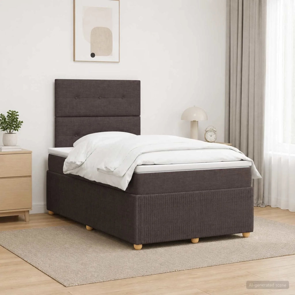 Letto Box Spring LED con Materasso Marrone Scuro 120 x 200 cm 3455835