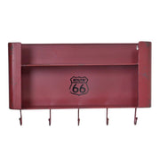 Mensola metallo bristol rosso 2 piani con appendino 5 posti rett cm 50x10h30