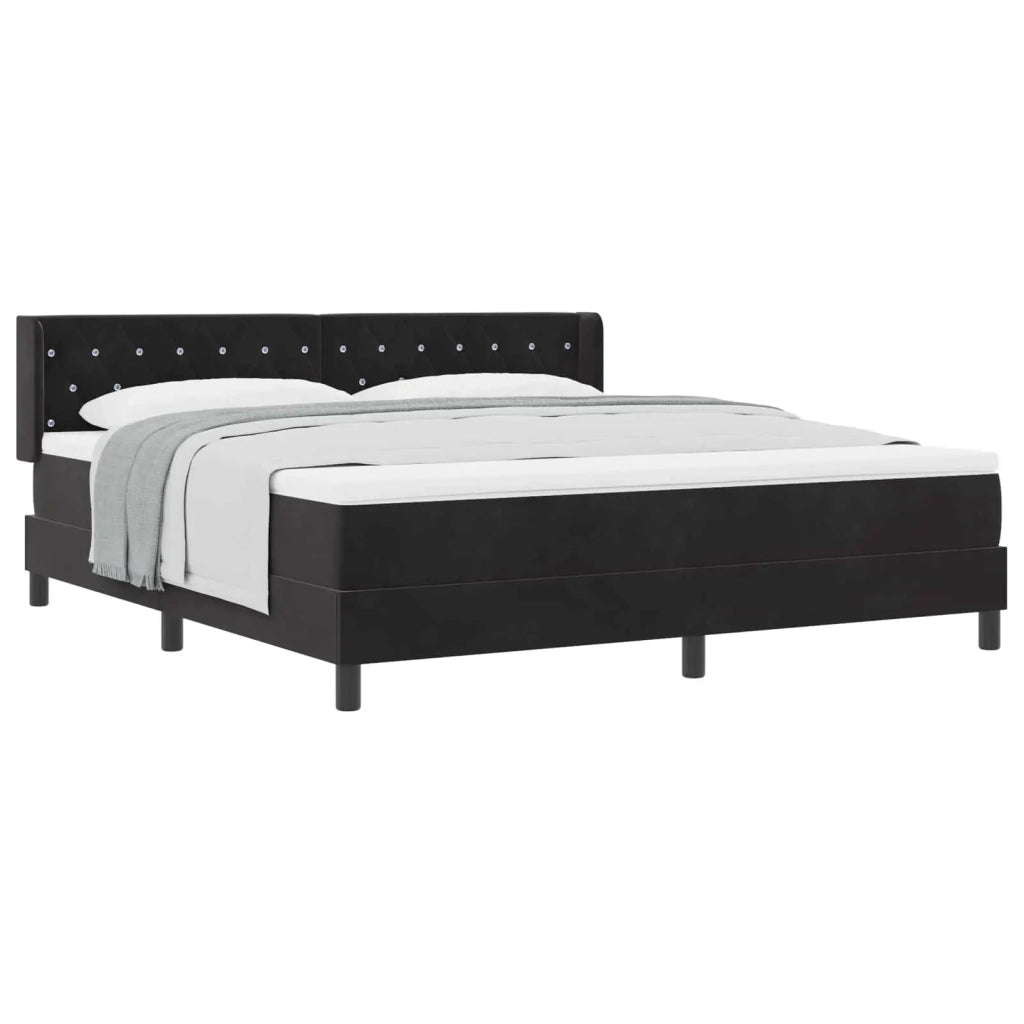Letto a molle con testiera Nero 200 x 180 cm Velluto 3341428