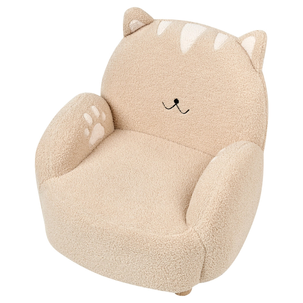Poltrona per bambini Bouclé Gatto Beige Tappezzeria Sedia bassa per bambini Forma