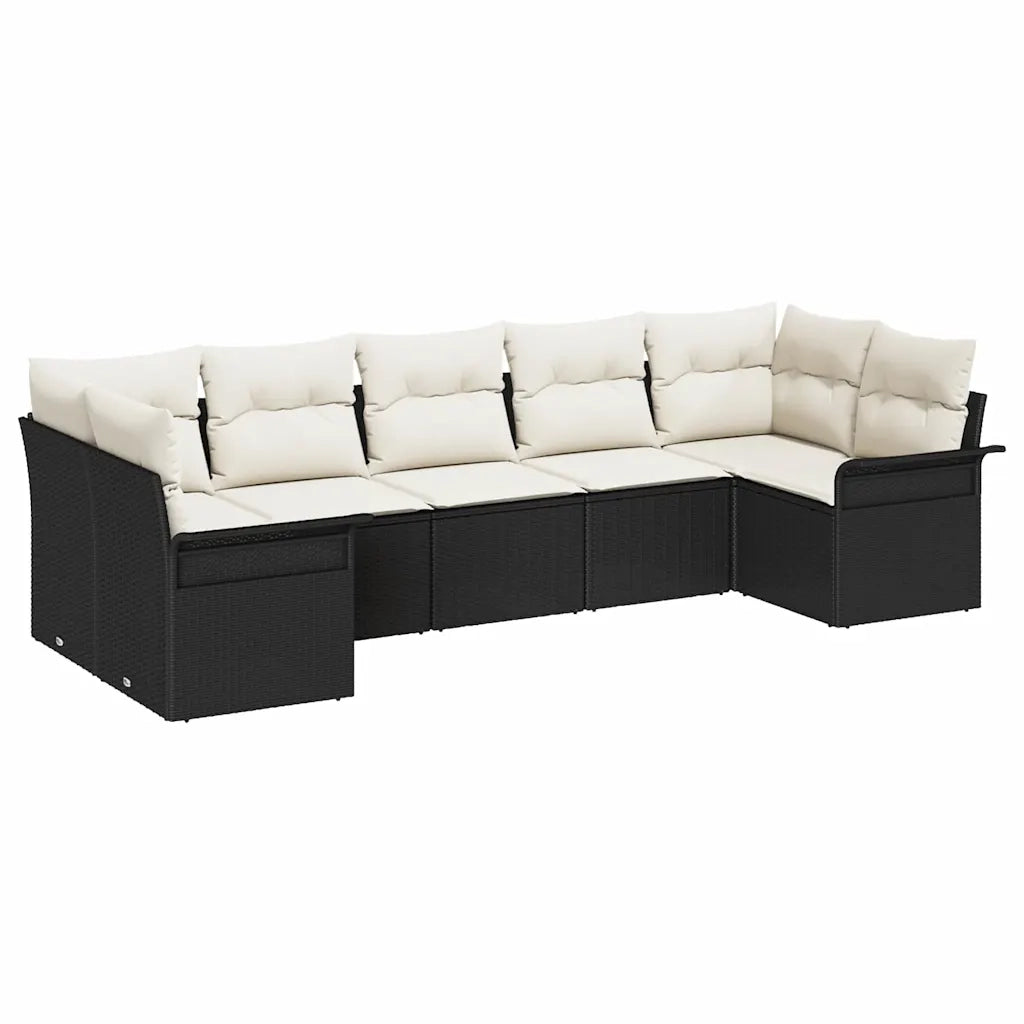 Set Divano da Giardino con archiviazione 7 pcs Nero Poly Rattan 3354176