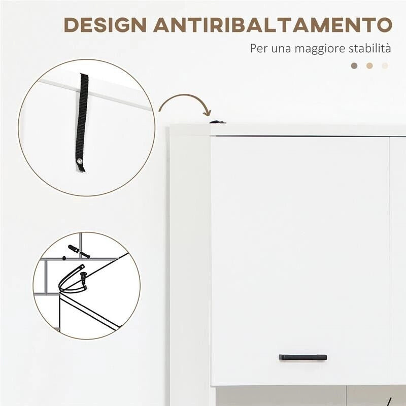 MOBILE BAGNO CON 2 ARMADIETTI ANTE E 2 RIPIANI APERTI 80X33.5X190 CM BIANCO