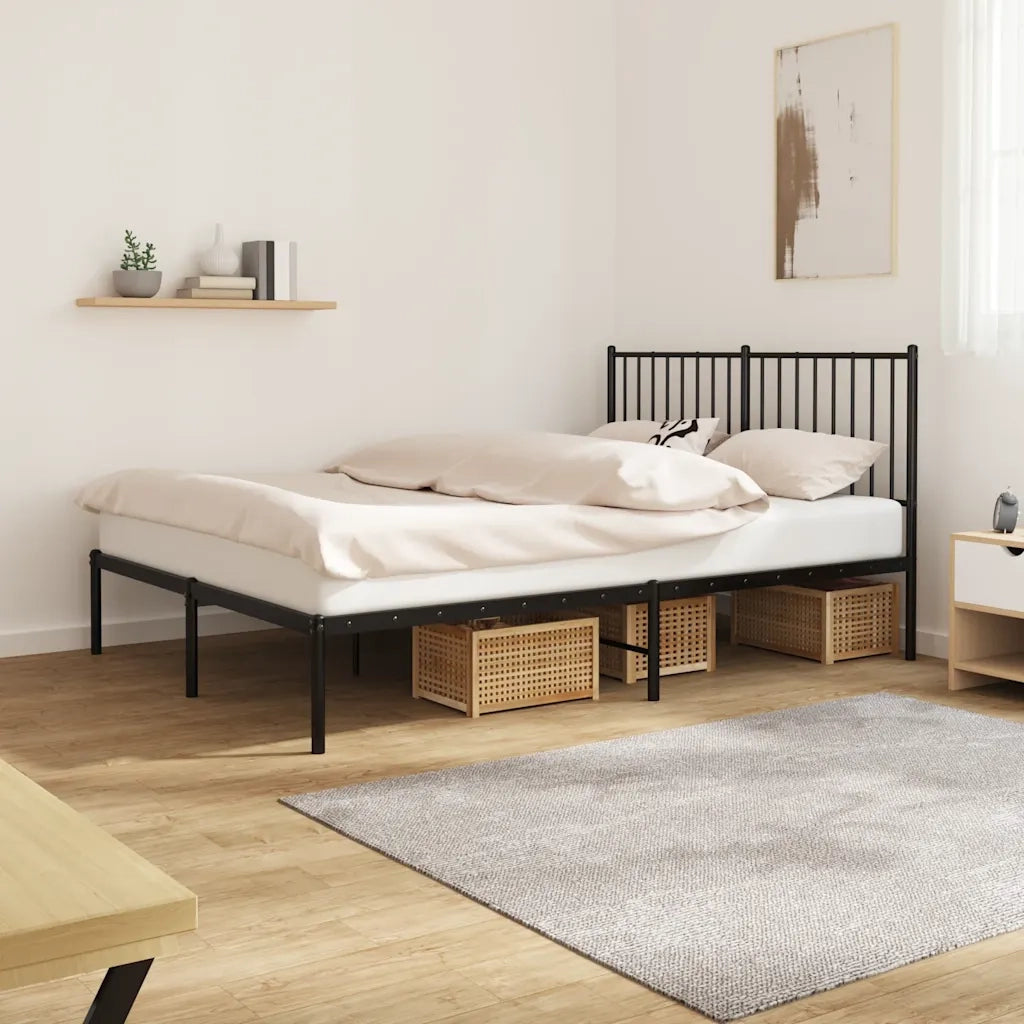 Giroletto con Testiera-Struttura Letto con testiera in Metallo Nero 140x200 cm 473608