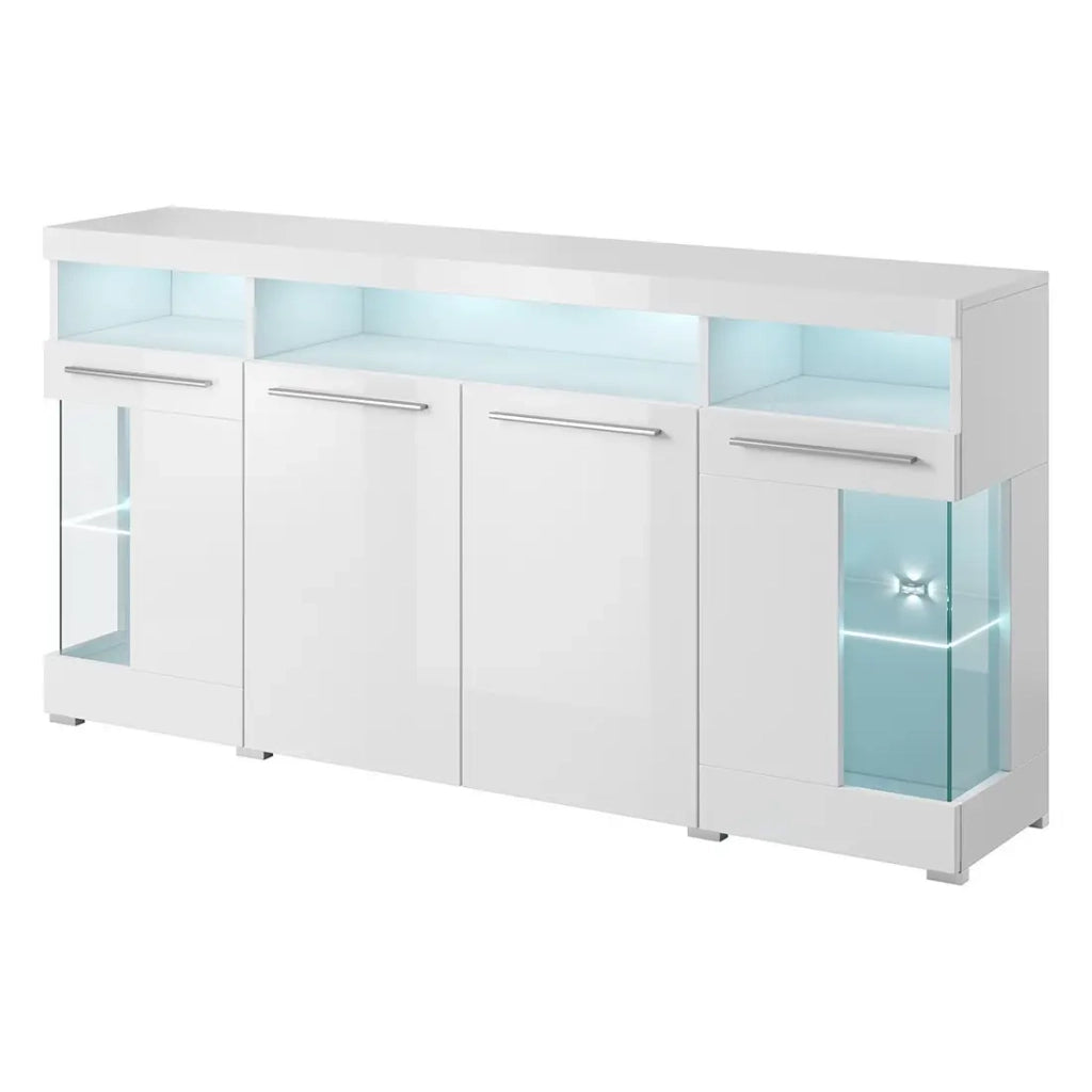 Buffet XL 180cm con 4 porte colore bianco lucido collezione BOMBAY