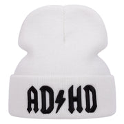 Cappelli invernali caldi lavorati a maglia con ricamo ADHD, colore bianco.