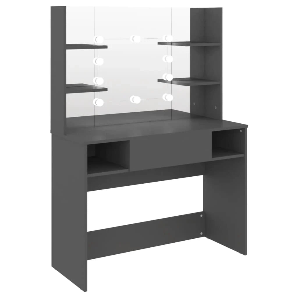 Toeletta tavolo da trucco di design mobile da camera da letto con illuminazione a LED 100 x 40 x 135 cm MDF grigio 02_0006339
