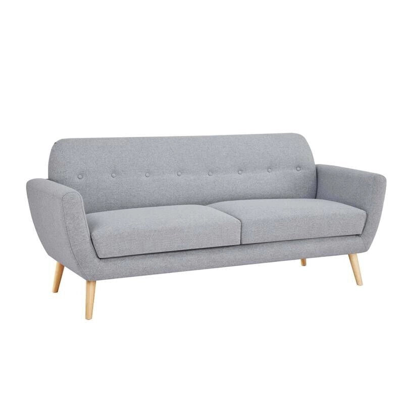 DIVANO A 3 POSTI BURTON CON BOTTONI IN COLORE GRIGIO CHIARO 193 X 79 X H86 CM