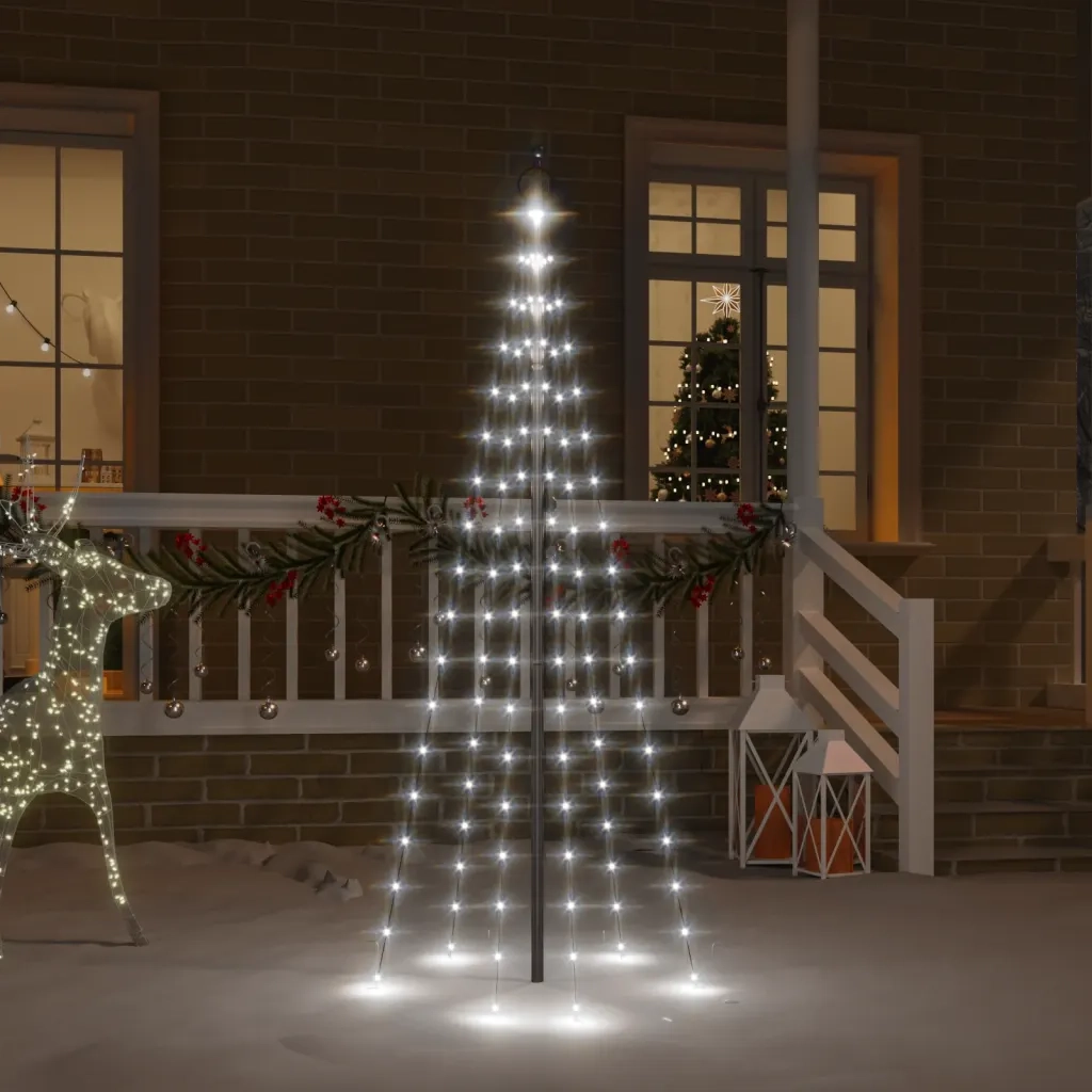 Albero di Natale Pennone Bianco Freddo 108 LED 180 cm 343519