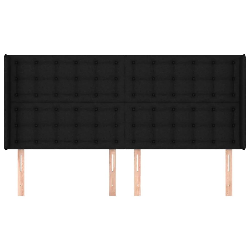 Testiera ad Orecchio Nera 183x16x118/128 cm in Tessuto