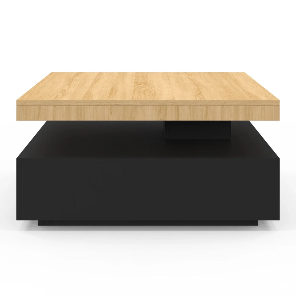 IDMarket - Tavolino girevole quadrato THEA in legno e nero