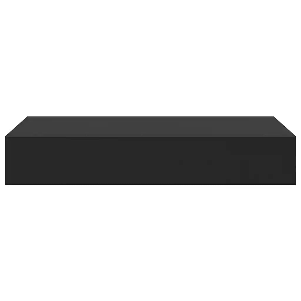 Mensola a Muro Galleggianti con Cassetto Nera 48x25x8 cm 288205