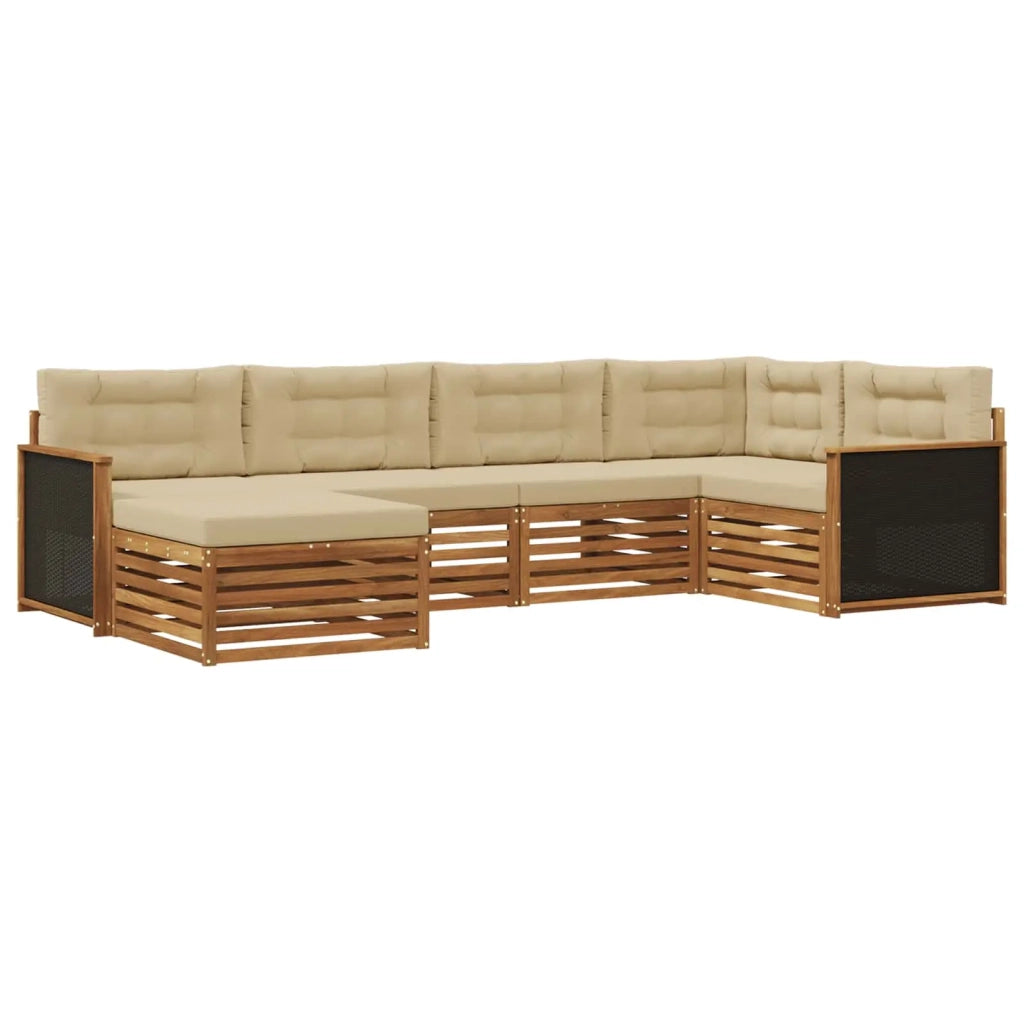 Set di divani da esterno 6 pz Naturale e Beige 3383556