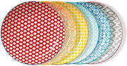 Tavolo da Cucina in Porcellana, Set di Piatti Colorati Grande, 6 Pezzi Piatti Ceramici Resistenti al Microonde e Lavastoviglie, con Disegno e Colorati