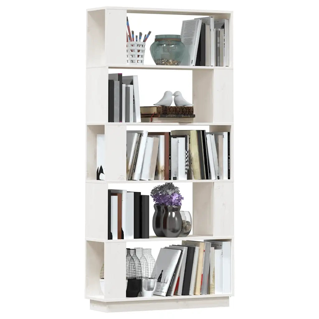 Libreria/Divisorio Bianco 80x25x163,5 cm Legno Massello di Pino 814065