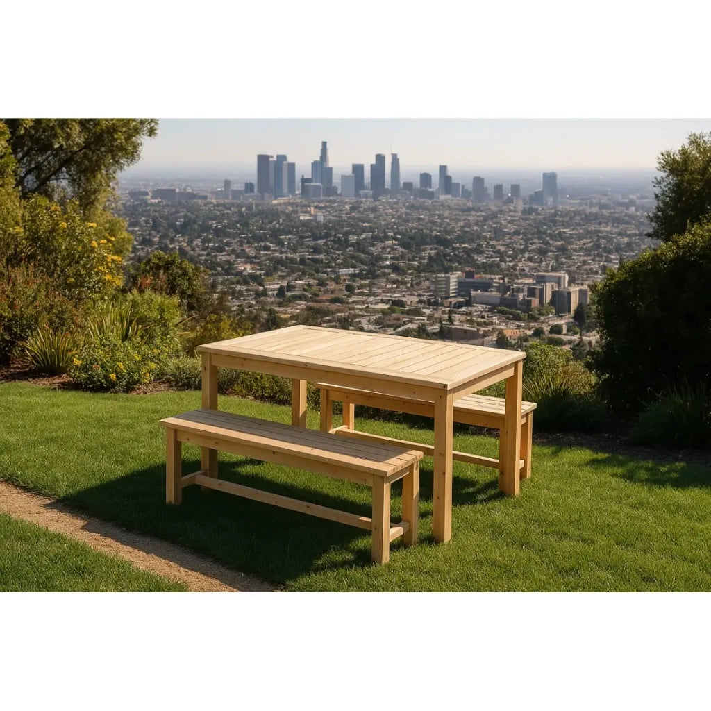 Tavolo con 2 panche in legno – Collezione NATURA – 150x80x77 cm – Spirito naturale e conviviale