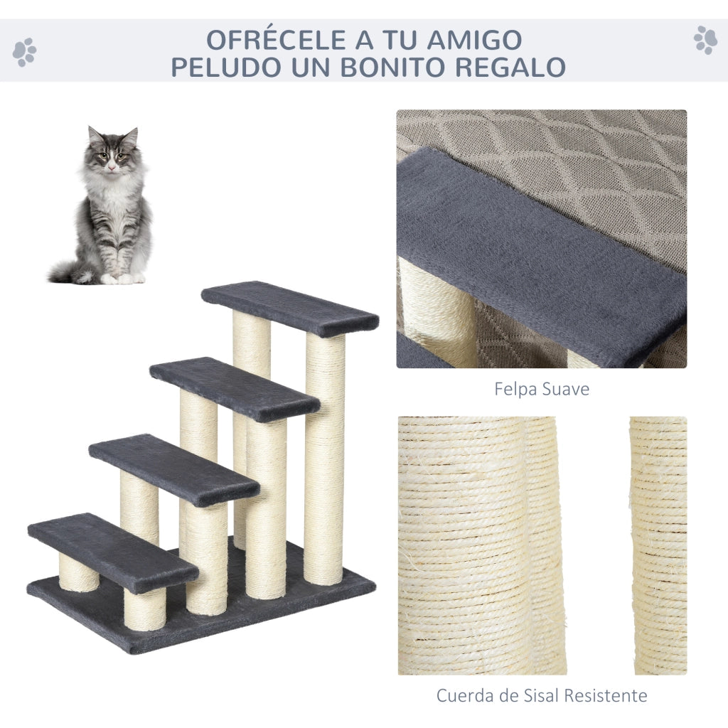 Scala per Gatti e Cani con Rivestimento Morbido ¨C zephmum ¨C 60x42x61 cm Grigio