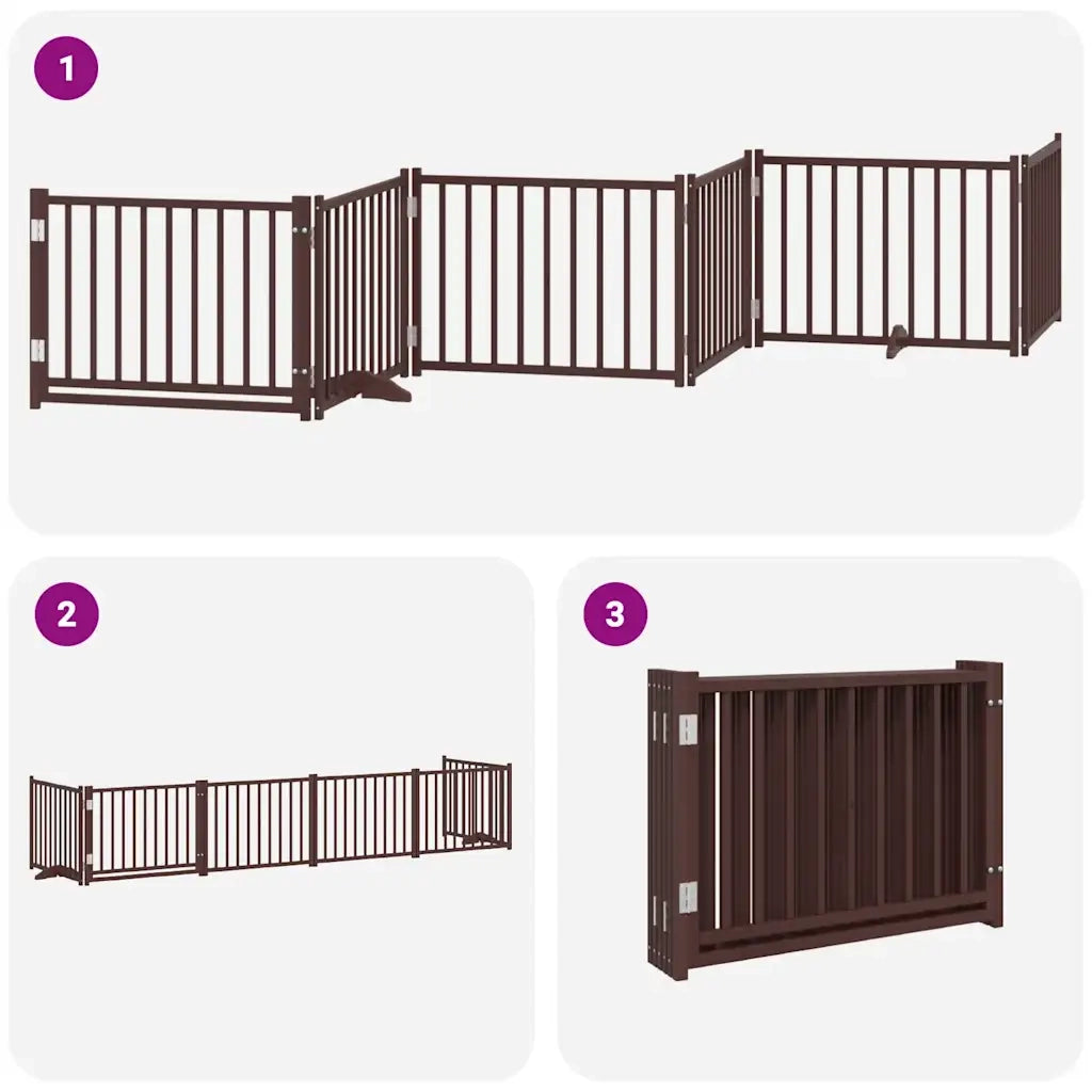vidaXL Cancello Cani Porta Pieghevole Marrone 6 Pannelli 480cm Pioppo