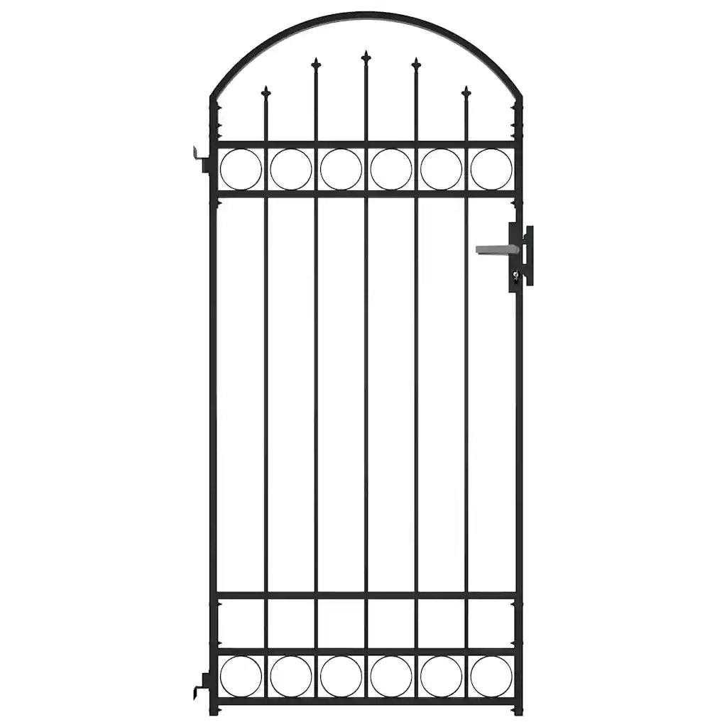 Cancello per Recinzione ad Arco in Acciaio 89x200 cm Nero cod mxl 52964
