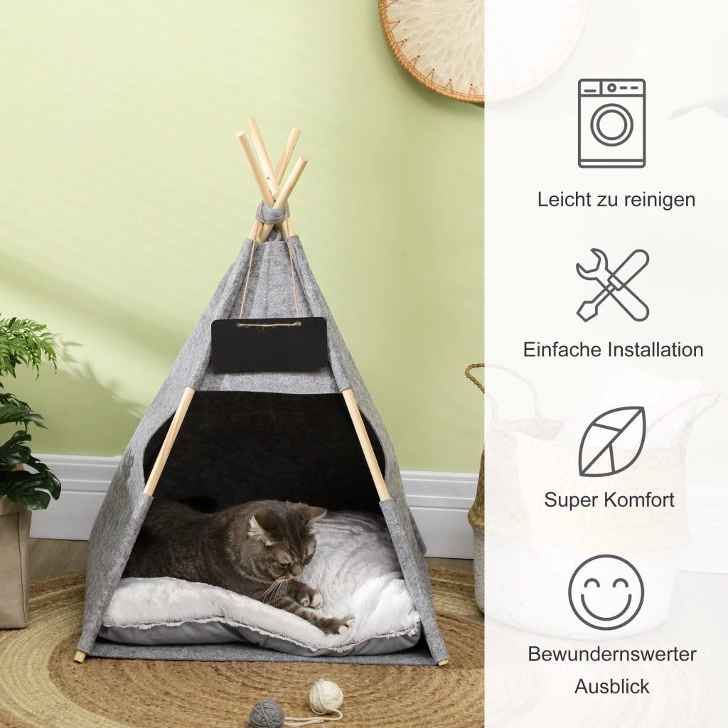 Casetta per Gatti e Cani con Cuscino Morbido ¨C zephmum ¨C Grigio 58x58x80 cm