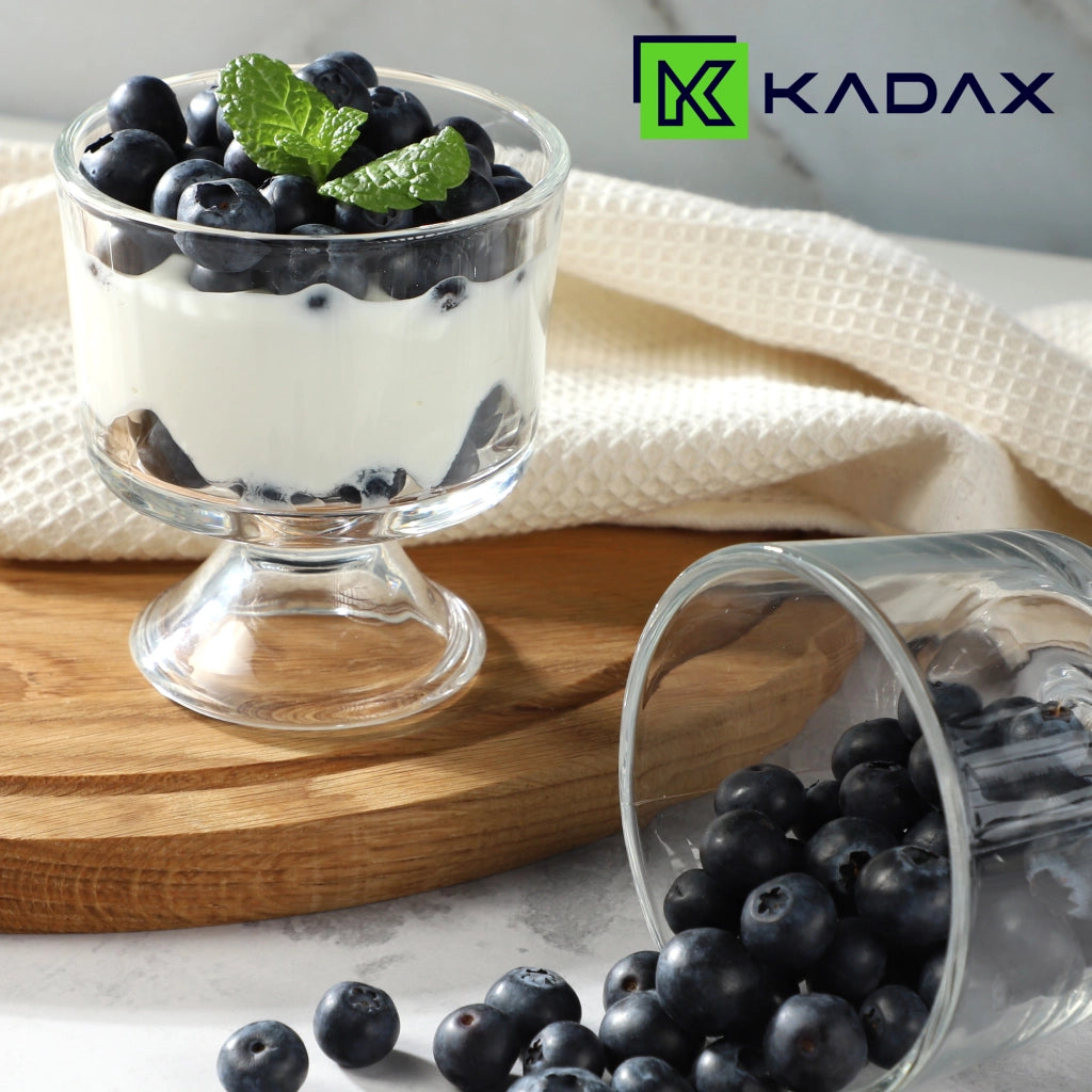 Set di 12 coppette da gelato in vetro KADAX da 290 ml.