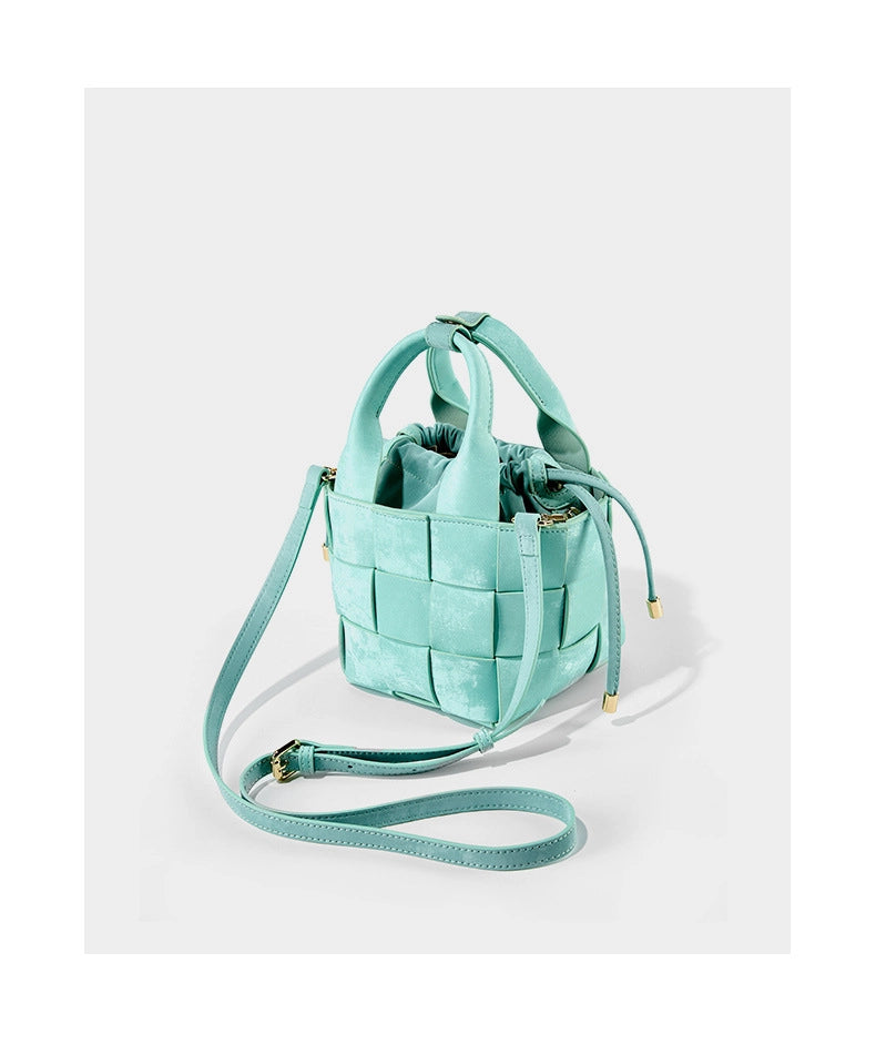 Borsa a tracolla da donna in vera pelle, stile vintage, blu.
