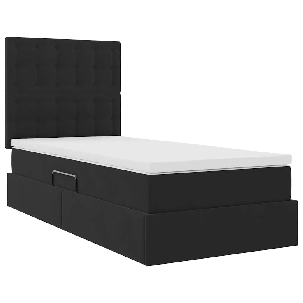 Letto con contenitore e materasso Nero 100 x 200 cm Velluto
