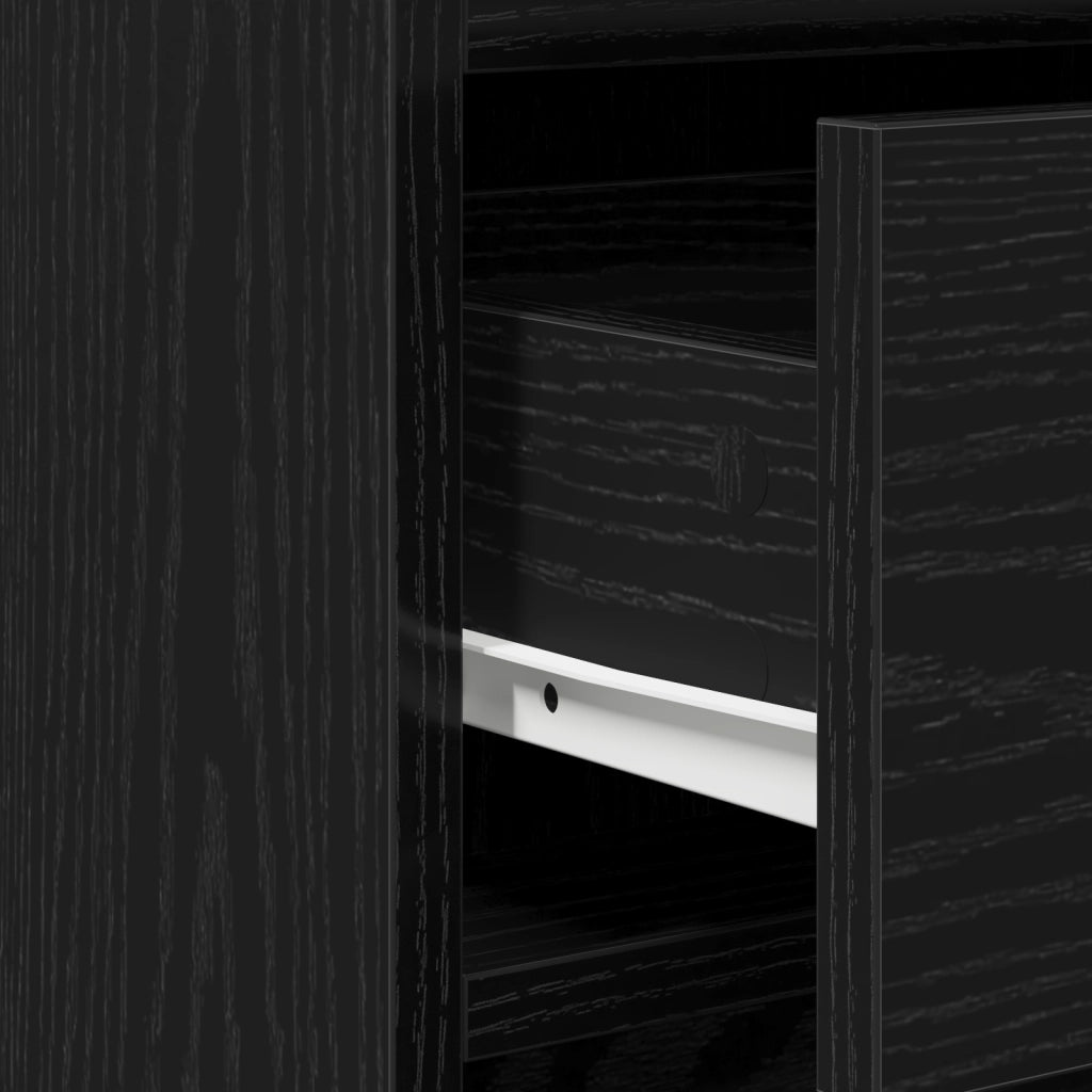 Set di Toeletta 3 Pezzi con LED Nero in Legno Ingegnerizzato