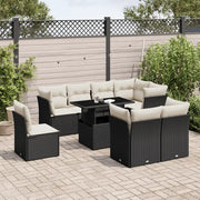 Set Divani da Giardino 9 pz con Cuscini Nero in Polyrattan 3266726