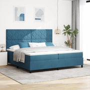 Letto con Box a Molle e Materasso & LED Blu Scuro 200x200 cm Velluto