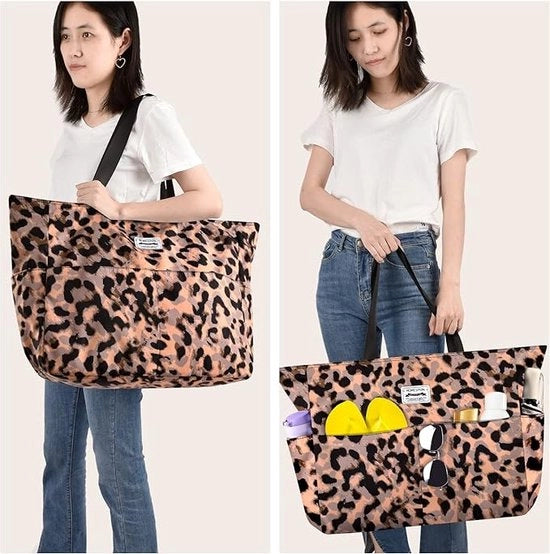 Tas da bagno impermeabile per donne con chiusura a zip e tasche, borsa pieghevole per viaggi, piscina, shopping, vacanza, palestra