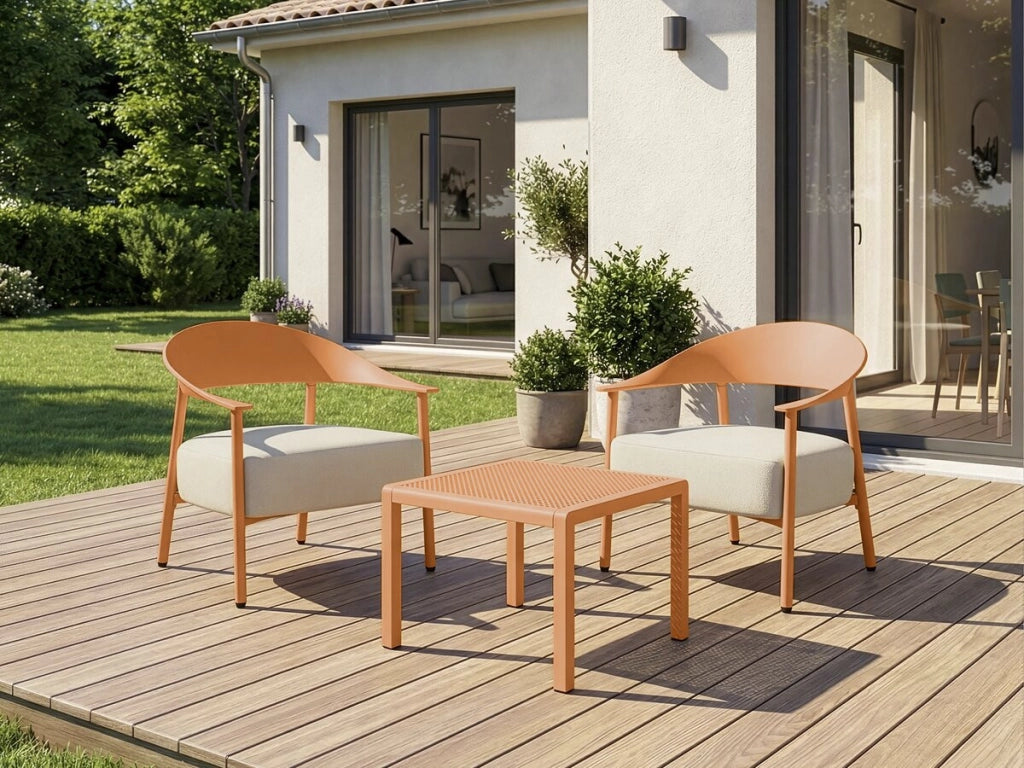 Set di 2 poltrone da giardino "Céora" in plastica e metallo - Arancione