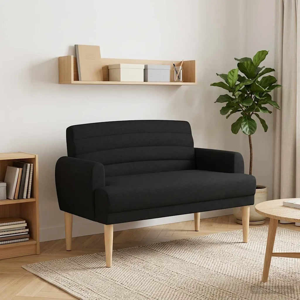 Loveseat con bottoni imbottiti Nero 116 x 67 x 80 cm Tessuto 42041777