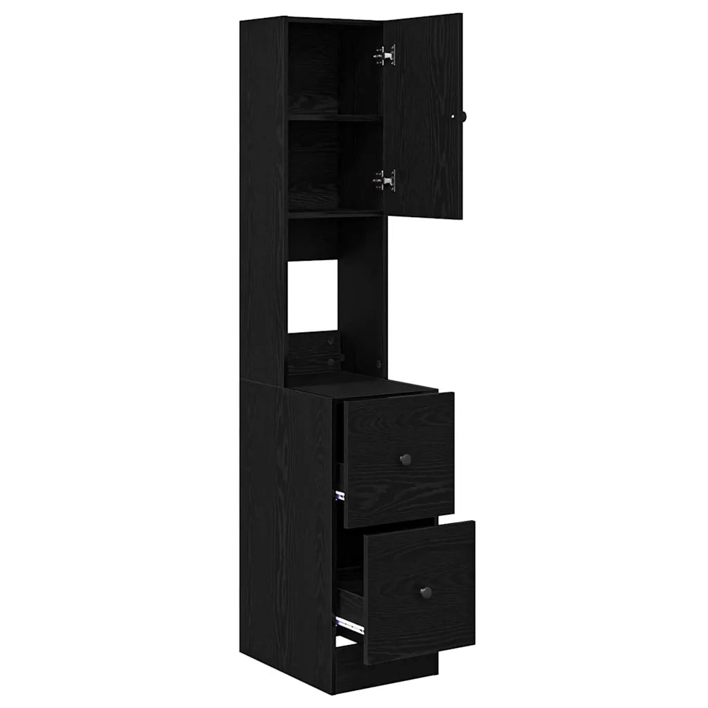 Credenza da cucina con cassetto-Buffet-Armadio da cucina Rovere Nero 32 x 50 x 180 cm