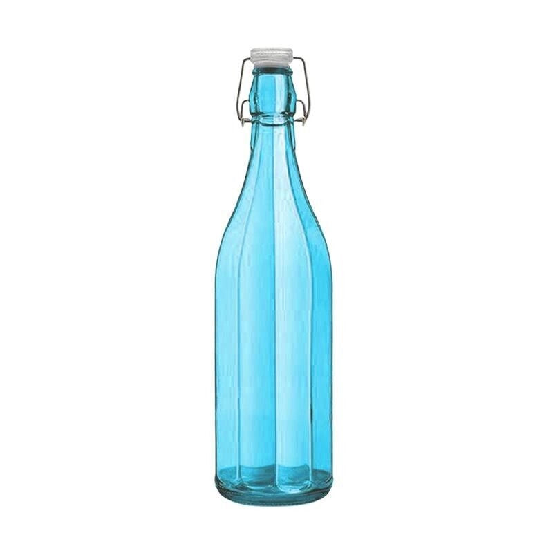 SET PORTA BOTTIGLIE IN PLASTICA + 6 BOTTIGLIE IN VETRO DA 1 LT
