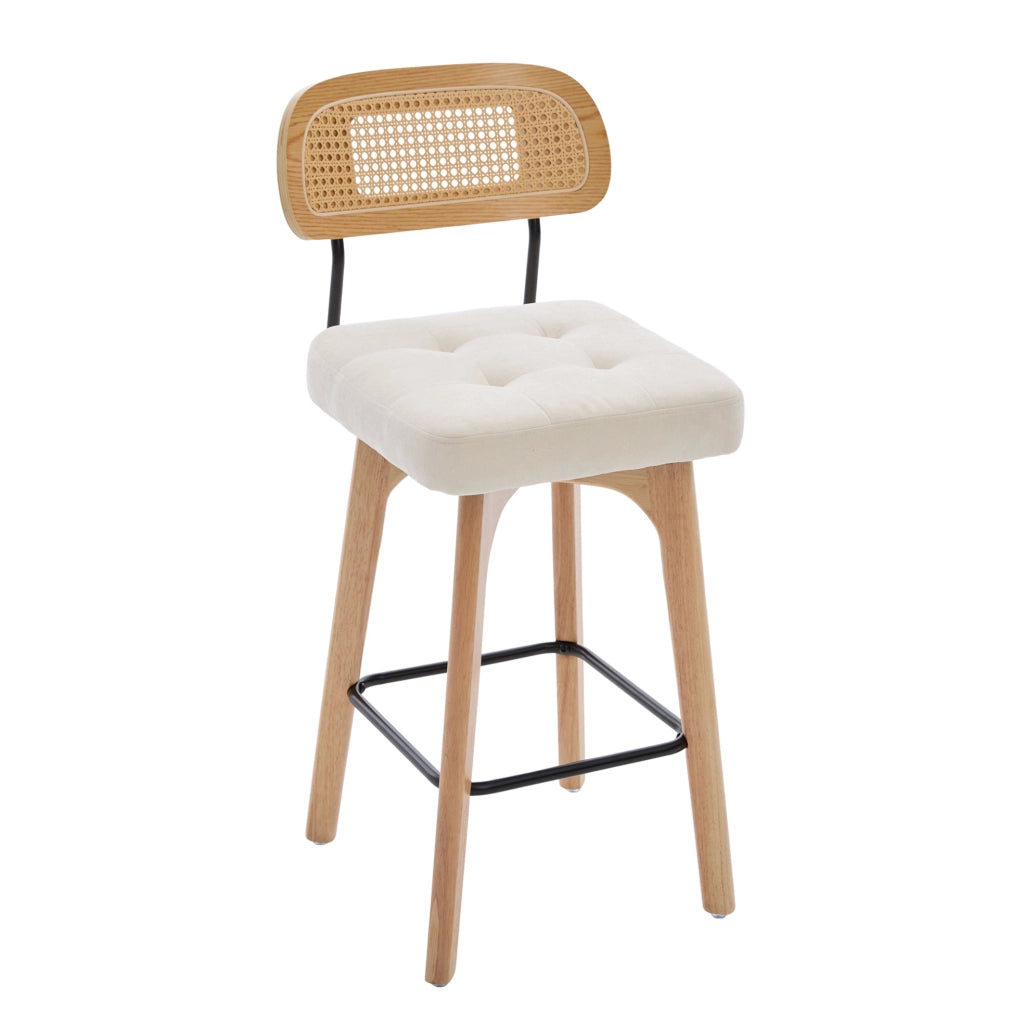 Sedia a dondolo con schienale alto ergonomico in velluto beige