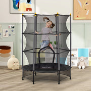 Trampolino per bambini con rete di sicurezza in plastica nera per uso interno ed esterno 140 × 140 × 190 cm