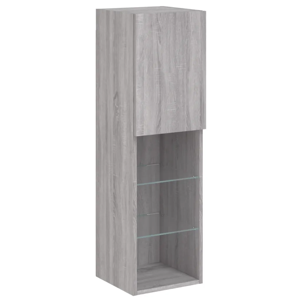 Mobile TV con Luci LED Grigio Sonoma 30,5x30x102 cm