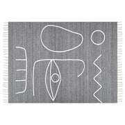 Tappeto rettangolare per interni e per esterni in poliestere con motivo a nappe grigio 140 x 200 cm stile boho