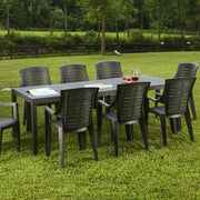 Arabesch, Tavolo da Esterno 10 Posti Made in Italy, 90x220x72h cm Nero Antracite