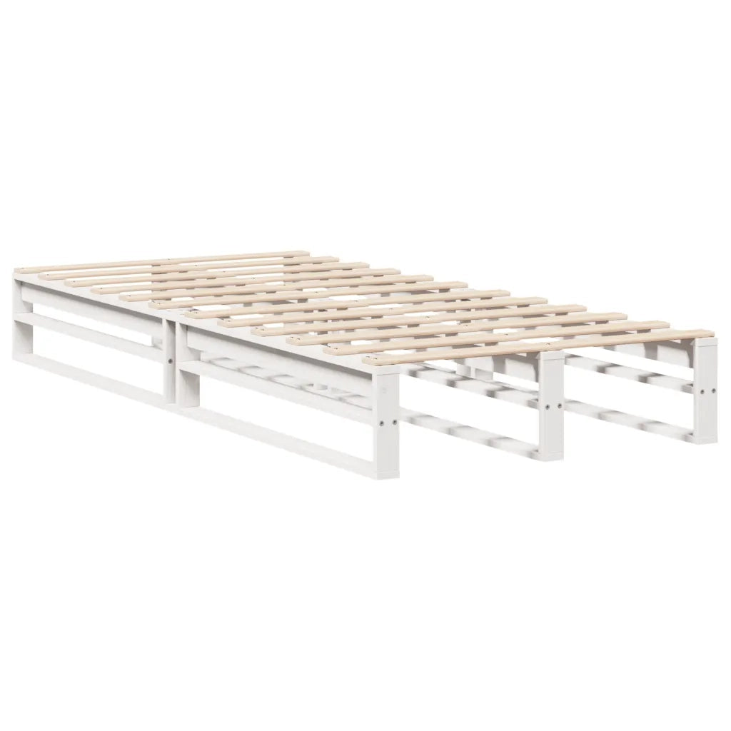 Letto senza Materasso Bianco 75x190 in Legno Massello di Pino 850819