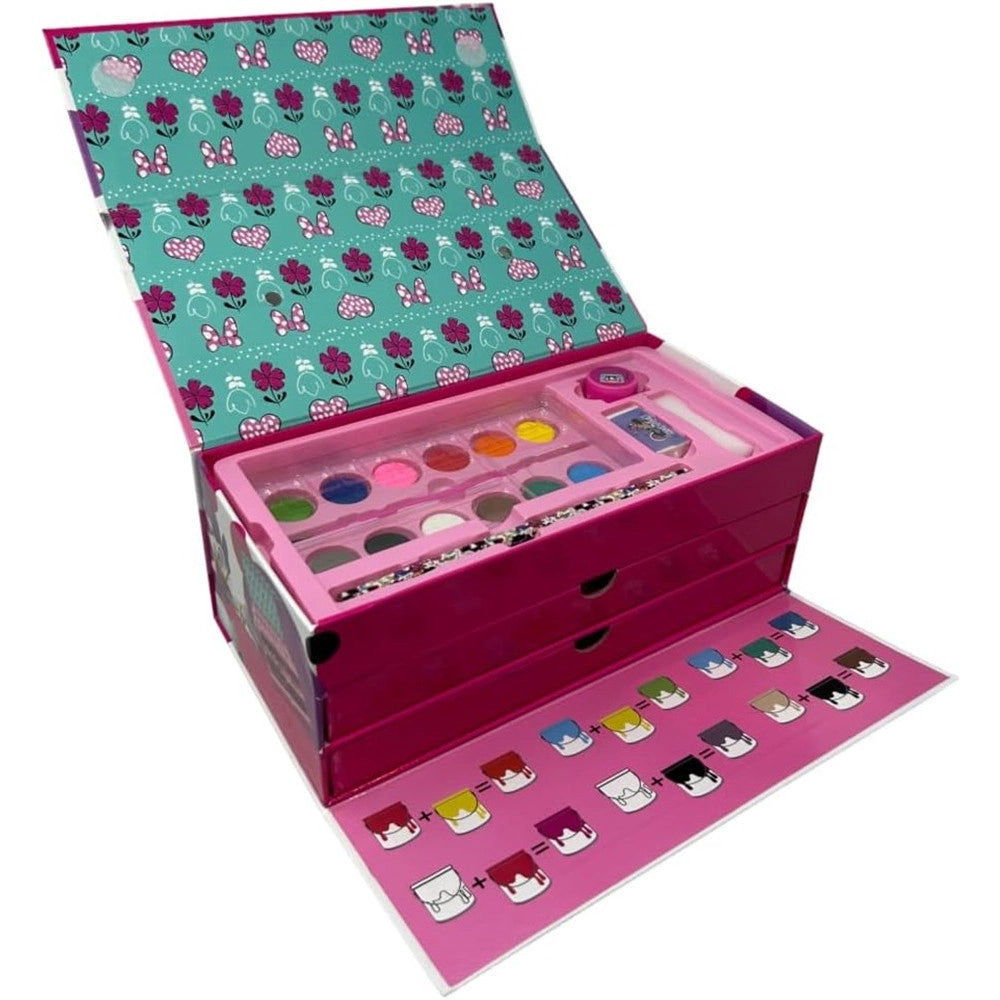 Trade Shop - Set Da Colorare Valigetta Con Colori Bambine Minnie Cassetti Kit Disegno Pittura 951724 -