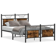 Letto matrimoniale | Letto per adulti | Giroletto senza Materasso Rovere Fumo 120x190 cm in Truciolato