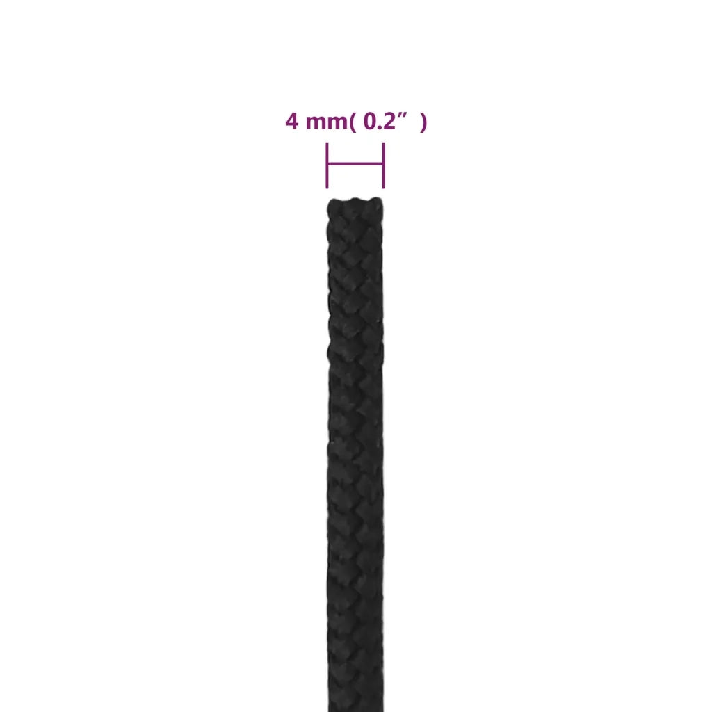 Corda Nautica Completamente Nera 4 mm 500 m in Polipropilene