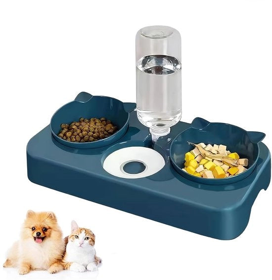 Compost di cibo per gatti - 3-in-1 per cibo umido e secco - adatto per piccoli cani e gatti - blu