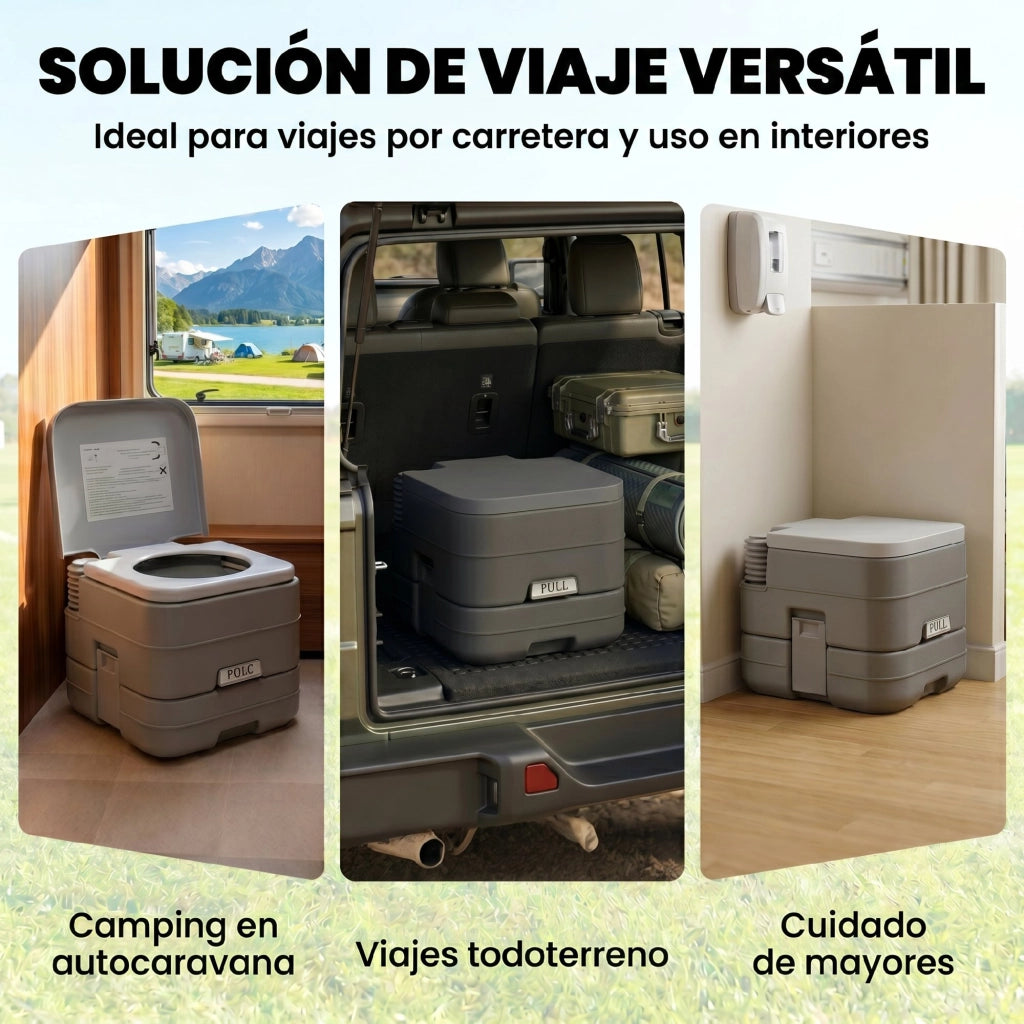 WC Portatile con Doppio Serbatoio 10L ¨C Zephmum ¨C Grigio 36x42x30 cm