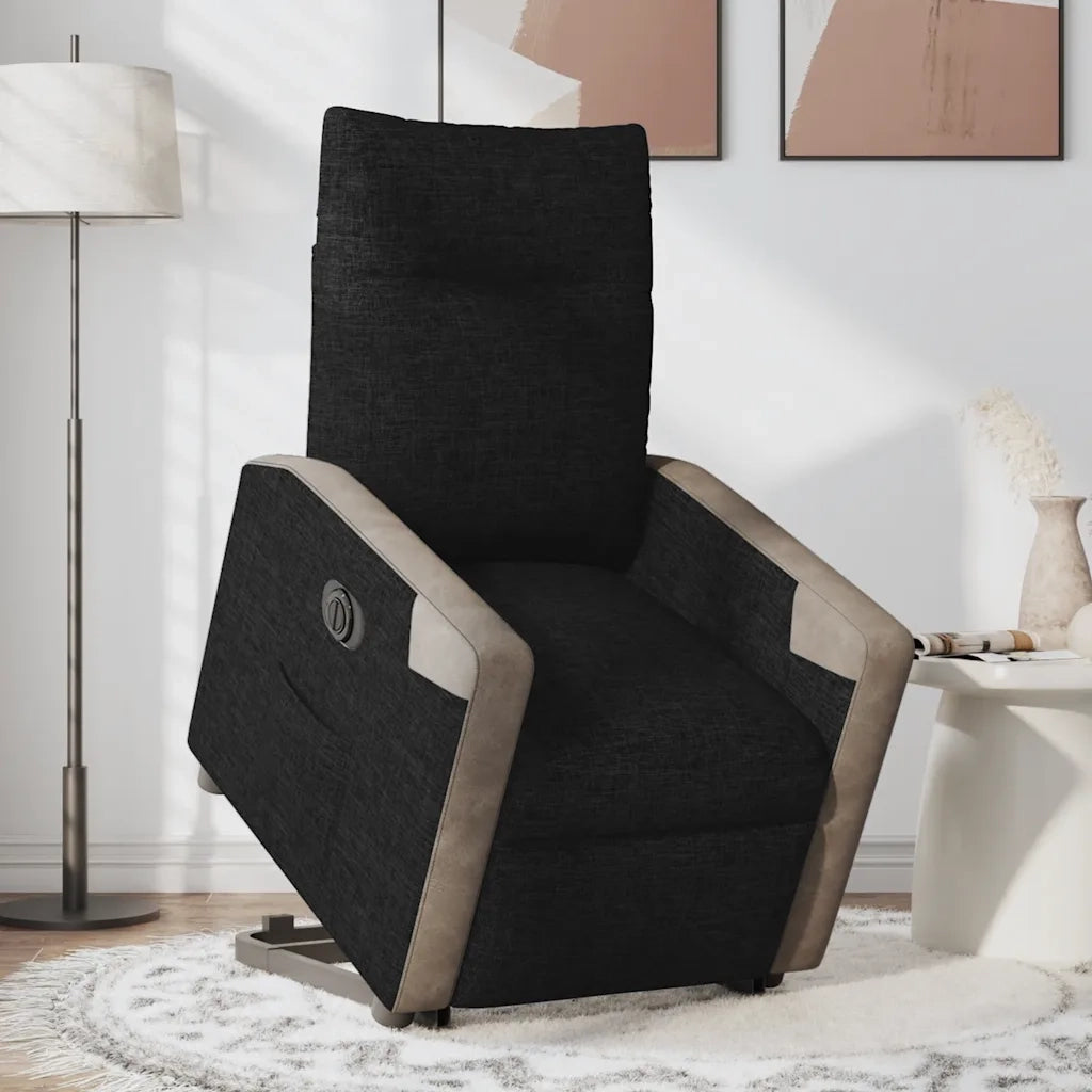 Poltrona Alzapersona Reclinabile Elettrica Nera in Tessuto 3324102